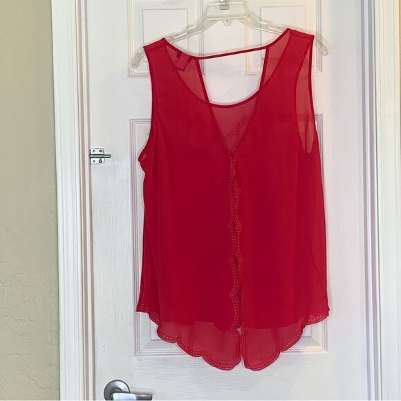 Torrid Chiffon Double Layer Tank Floral Embroidered Size 3X Pink - Picture 2 of 10